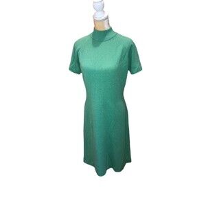 Vintage Talbott Traveler Green Shift Dress 1960’s Dacron Stretches